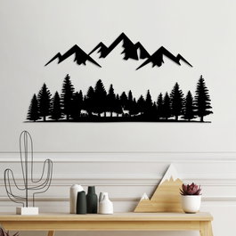 Wallity Nature And Mountain - 5 Escultura de Pared de Metal Negra